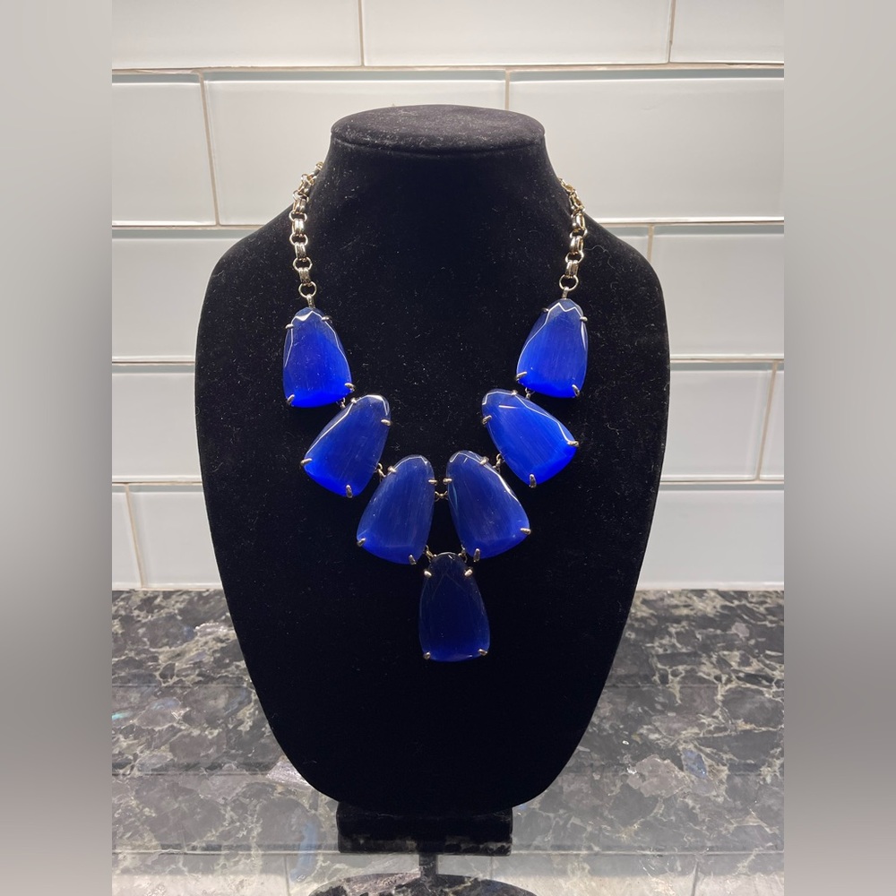 Kendra Scott Harlow Gold Bold Cobalt Blue Statement Necklace | New Retail $195 - Picture 5 of 5